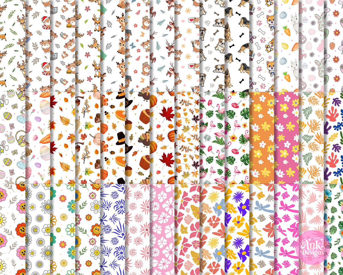 600 Seamless Repeating Pattern PNG Digital Download Bundle
