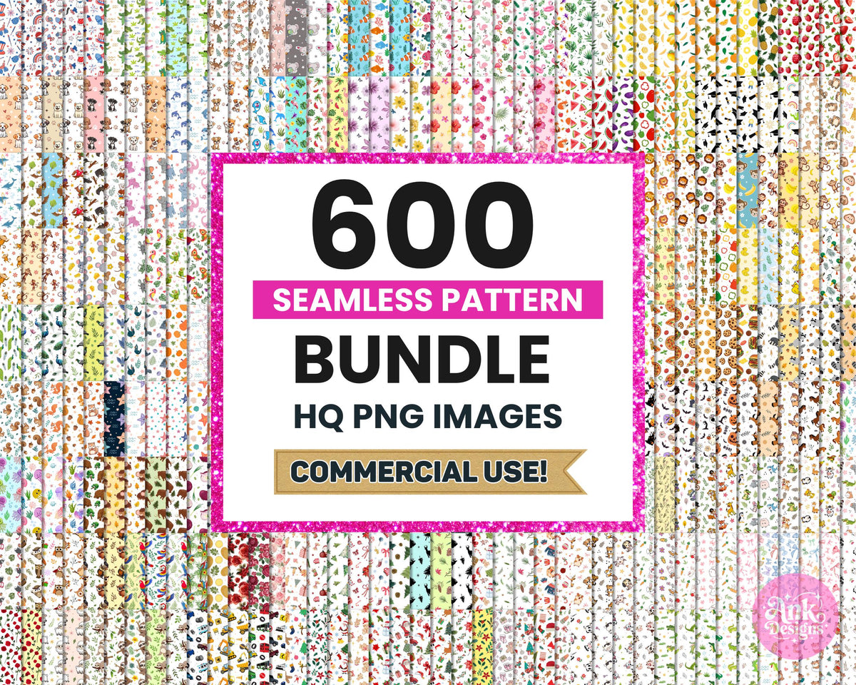 600 Seamless Repeating Pattern PNG Digital Download Bundle