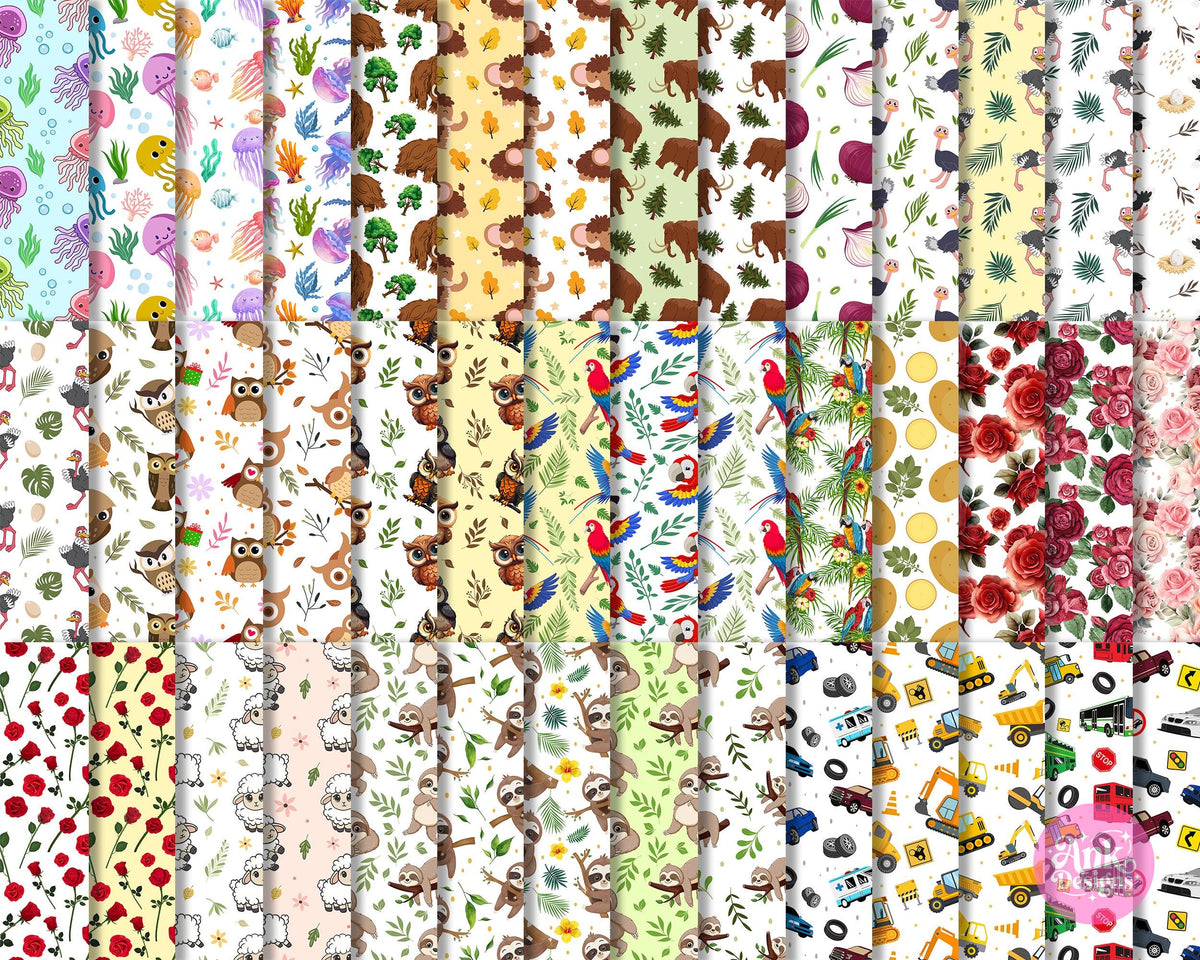 600 Seamless Repeating Pattern PNG Digital Download Bundle