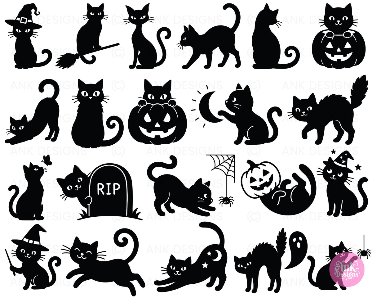 Halloween Ghost and Witch Silhouette SVG Cut Files Bundle Digital Download