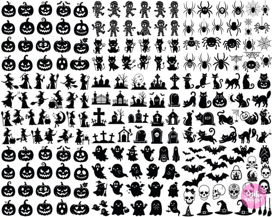 Halloween Ghost and Witch Silhouette SVG Cut Files Bundle Digital Download