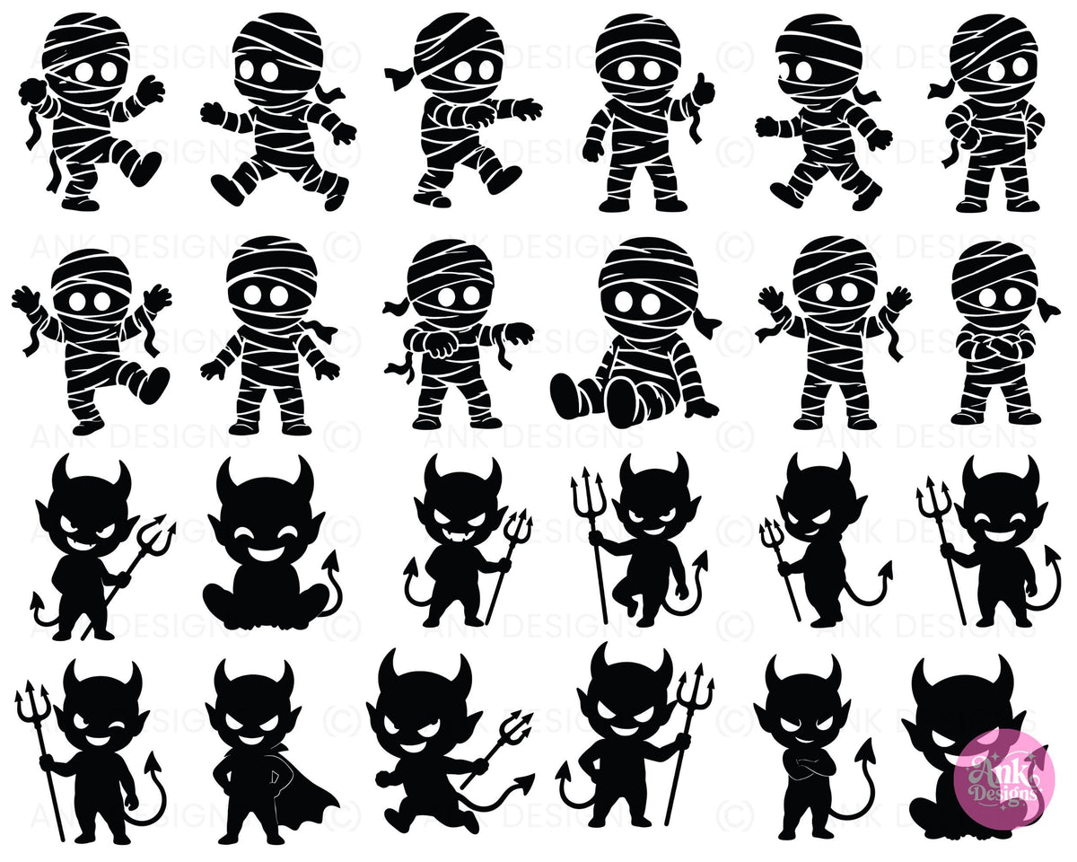 Halloween Ghost and Witch Silhouette SVG Cut Files Bundle Digital Download